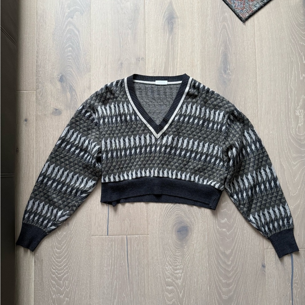 V-Neck Patterned Sweater
